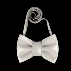 Viona Purse | Bow | Off White Metallic Leather